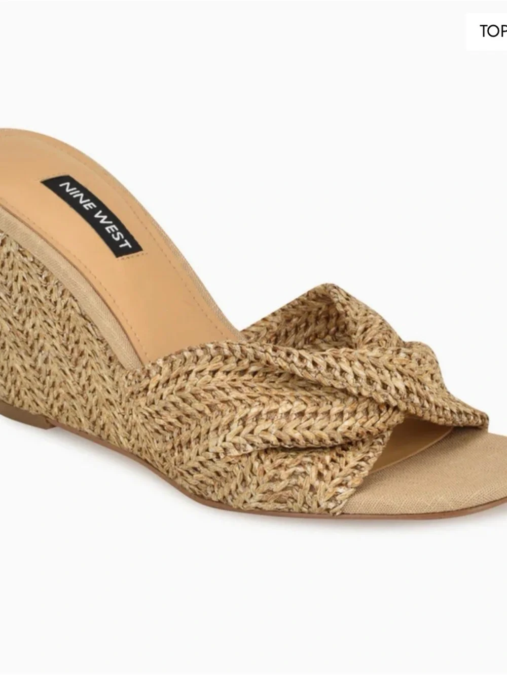 Nine West Nude Raffia Open-Toe Wedge Sandals NEW In the Box